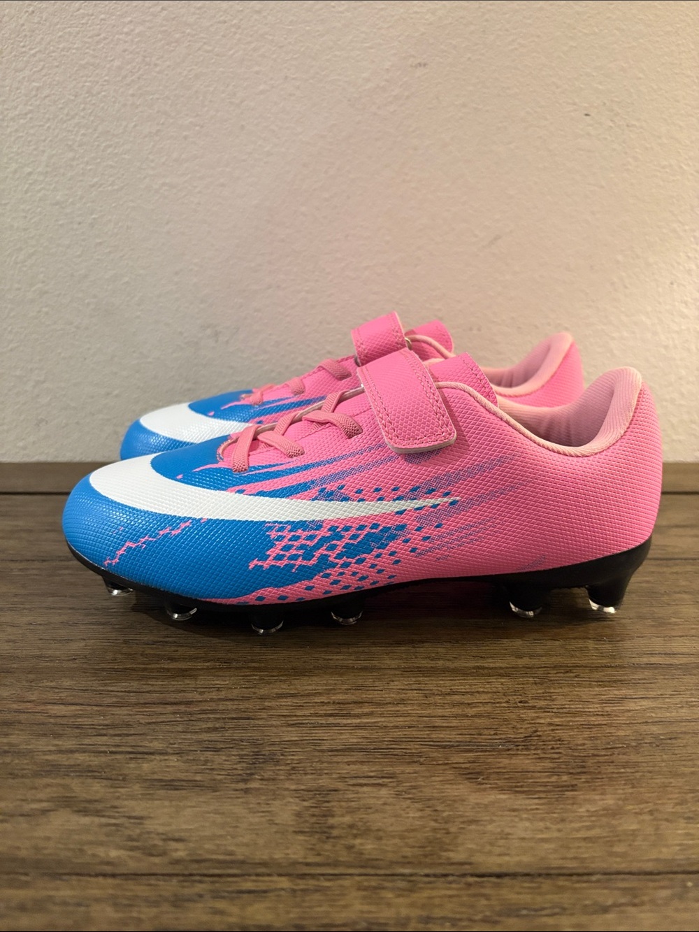NEW Soccer Football Futbal Outdoor Grass Turf Cleats Boots Pink/Blue Youth 3.5 - Picture 5 of 9